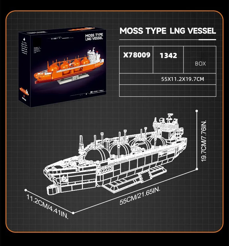 Idea Boat Baustein-Set MOSS-Typ LNG-Vesselträger Schiffsmodell-Bausatz Konstruktions-Bausteine Sammlerstück Heimdekoration als Geschenk – Detail 2