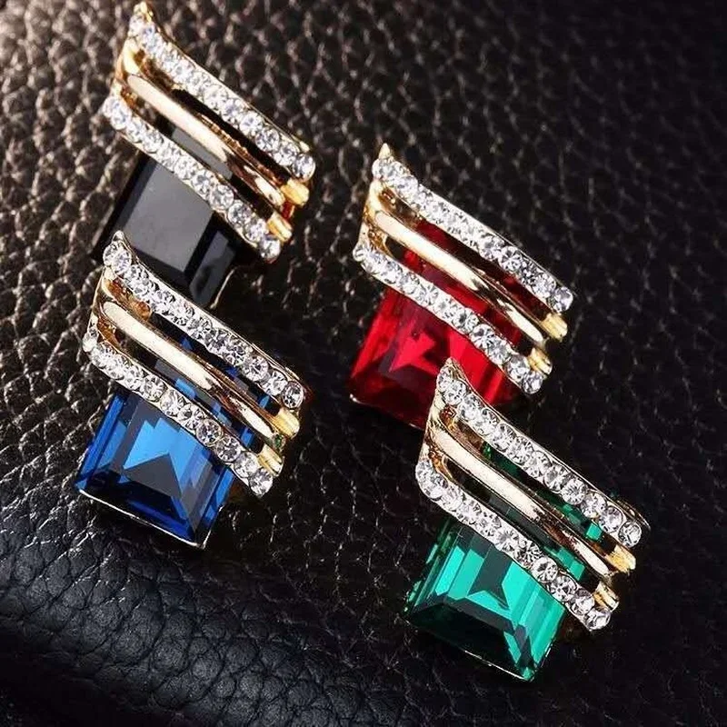 Fashion Gold-plated Zircon Earrings Crystal Earrings Engagement Earrings for women Princess Jewelry Birthday Anniversary Gifts image 2