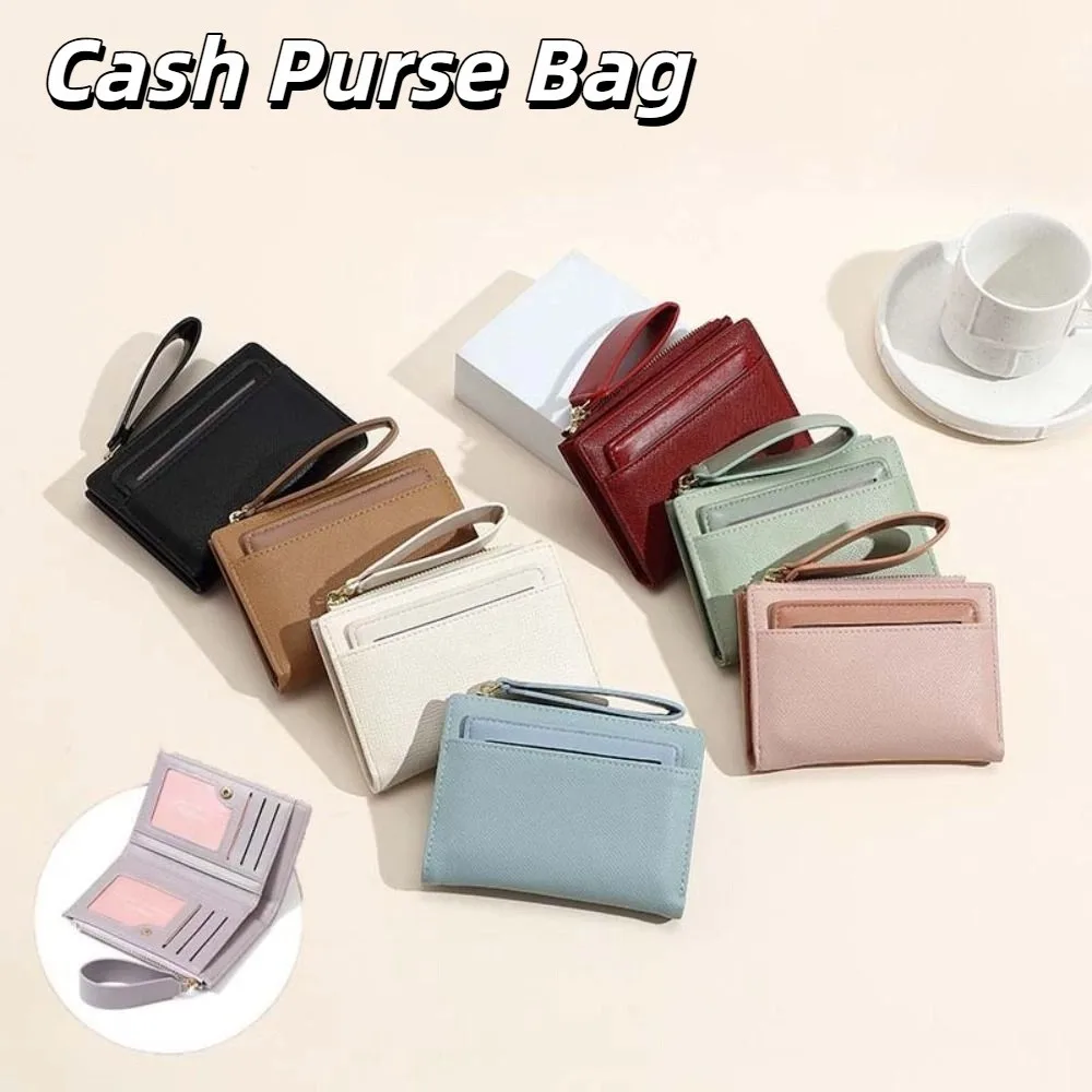 Light Luxury Pocket Purse Wallet Multifunction PU Leather Cash Purse Bag Foldable Card Holder Two-fold Short Wallets Women Men