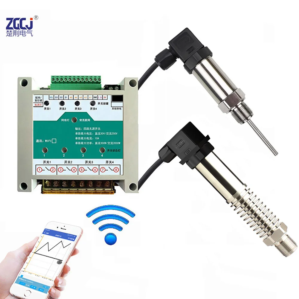 24VDC version wifi Pressure and Temperature controller with 2 sensors 2 relay output phone app remote control meter