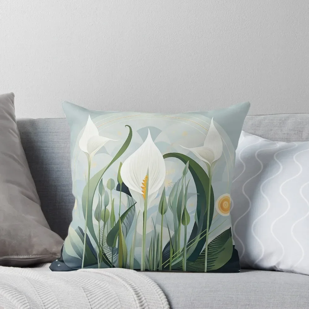 Cute Peace Lilly Art- Florist's Birth Flower - Lily Throw Pillow Pillowcases Bed Cushions Luxury Cushion Cover pillow