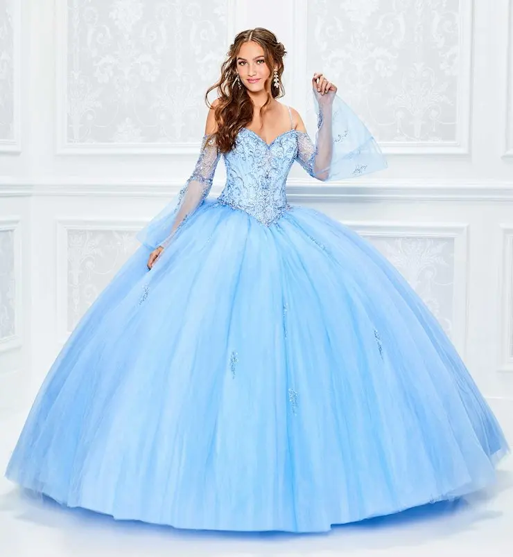 

Sky Blue Quinceanera Dresses Ball Gown Long Sleeves Tulle Beaded Puffy Mexican Sweet 16 Dresses Charro 15 Anos Customized