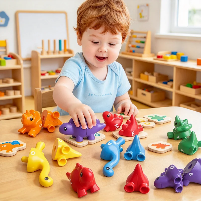 11/14pcs dinosaur toys, paired puzzle toys, cognitive letters, numbers, patterns, puzzle assembly toys, holiday gifts