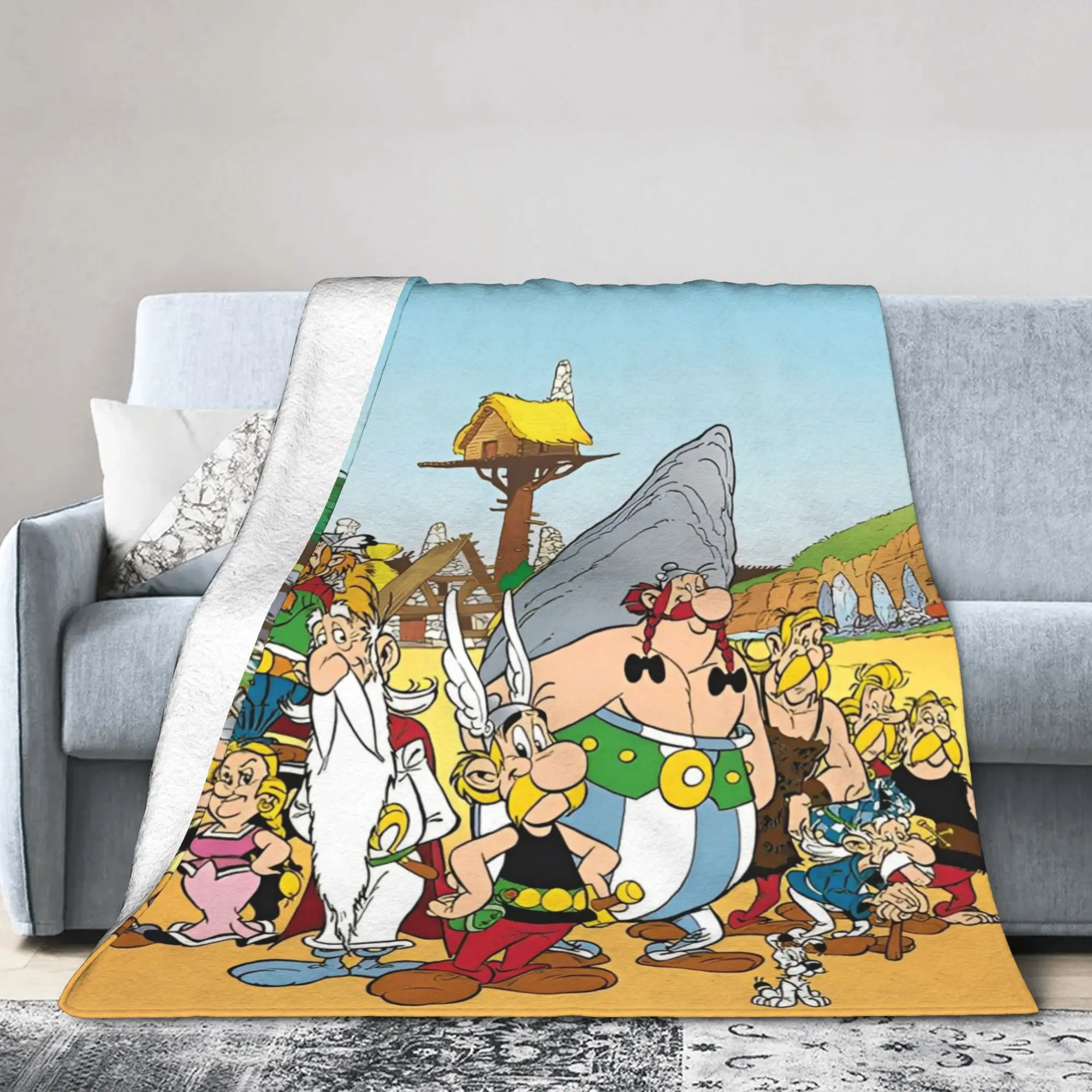 أستريكس مضحك كوميديا Obelixes البطانيات الكرتون الفانيلا الجدة الدافئة رمي البطانيات للمفرش كل موسم الأريكة