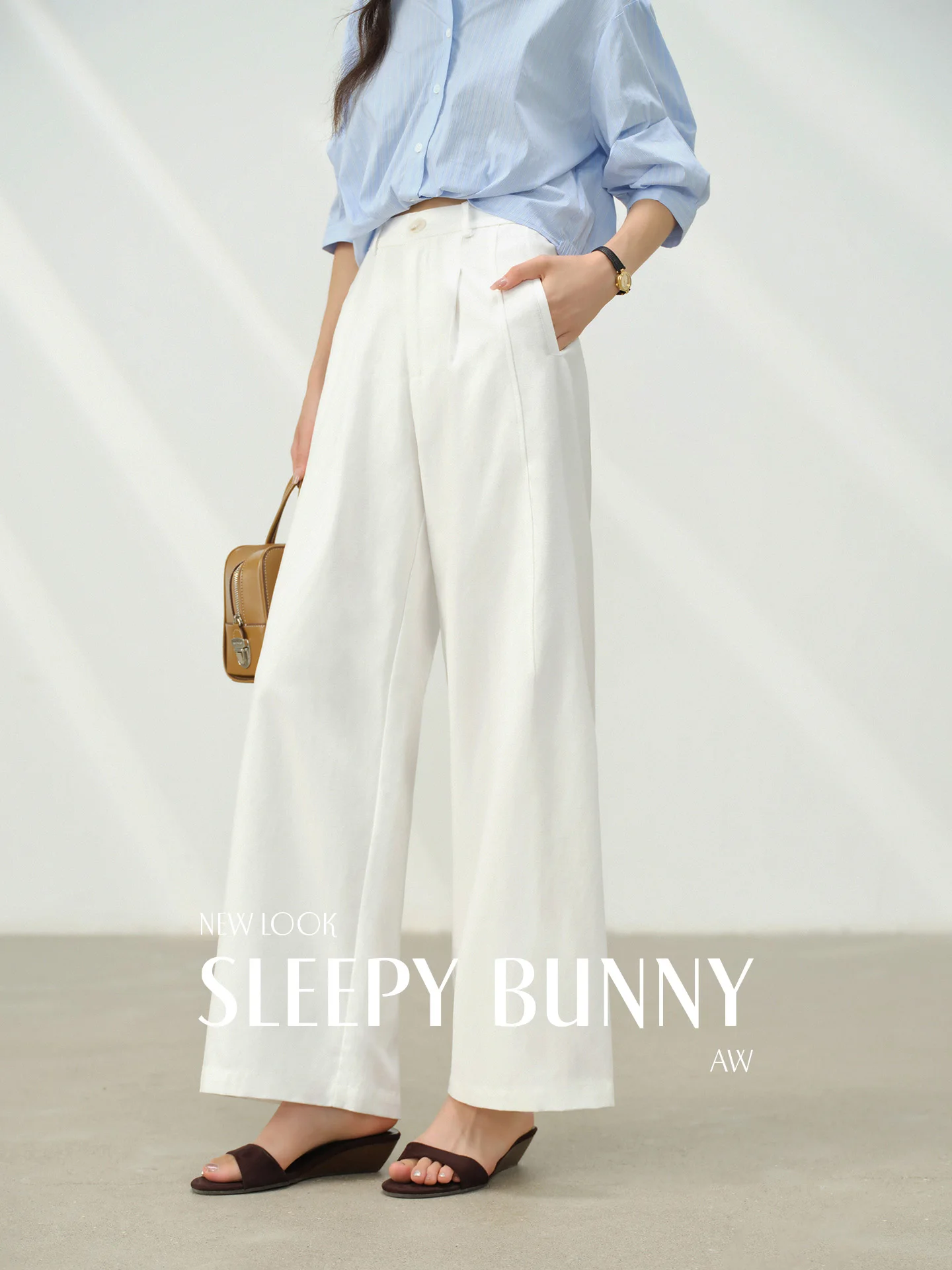 

Elegant White Long Pants High Waist Loose Wide Leg Trousers Summer Casual Relaxed Fit Bottoms Women Comfortable Fashion Wear