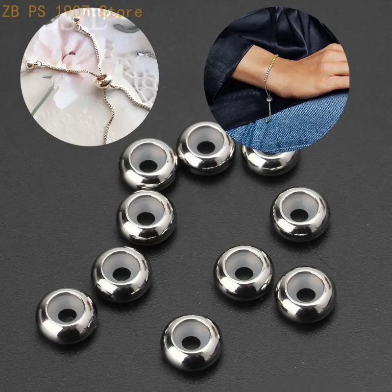 10Pcs Stainless Steel Rubber Insert Stopper Spacer Beads for Add-a-Bead Bracelet 55KA
