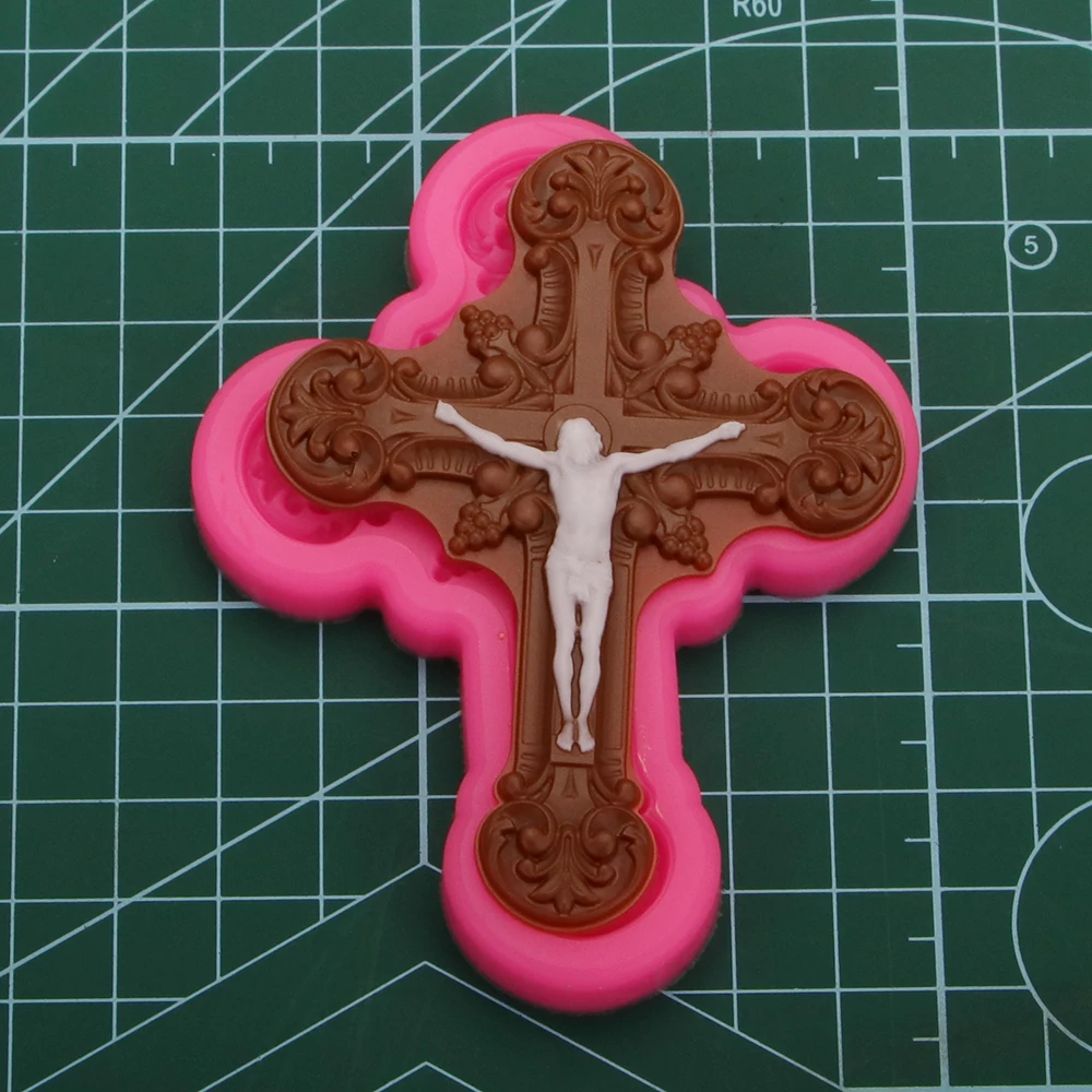 Angel Wings Food grade fondant cake silicone mold Jesus cross for Reverse forming polymer clay chocolate decoration tools F1042