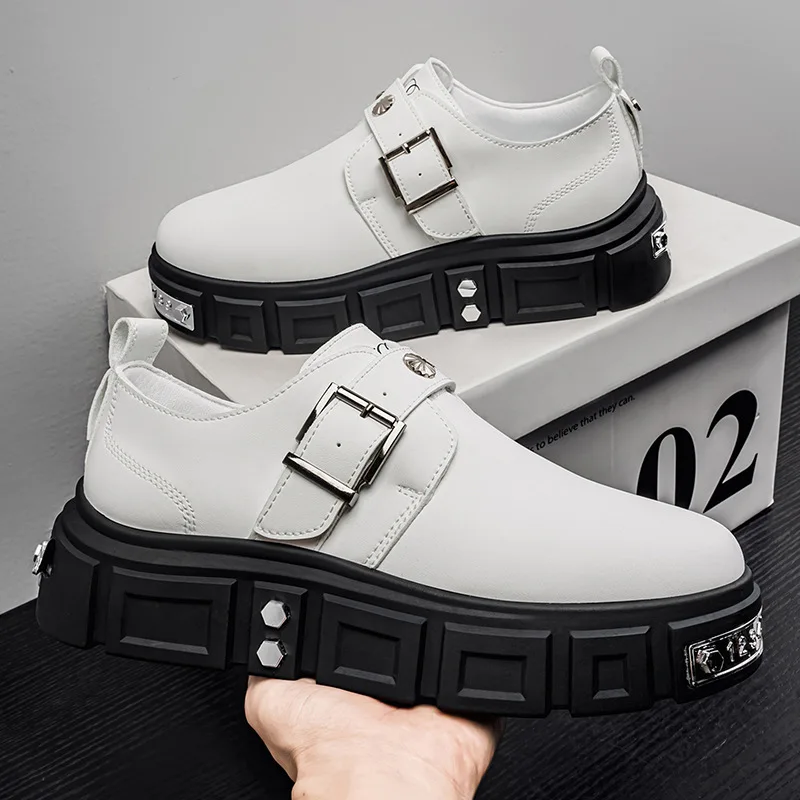 

Men's Spring New Style High-Heeled Casual Leather Shoes Trendy British Style Outdoor Leather Shoes