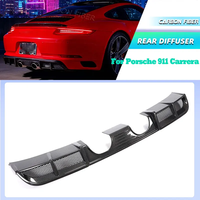 

Carbon Fiber Car Rear Bumper Diffuser Lip Spoiler for Porsche 911 Carrera Coupe Convertible 2017-2019 Rear Apron Lip Body Kit