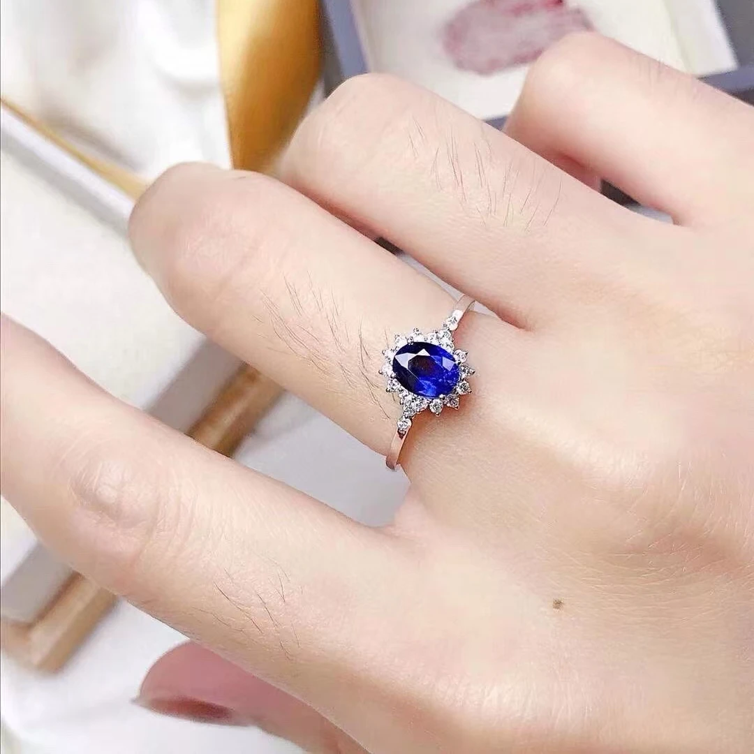 KJJEAXCMY Natural Premium Sapphire S925 silver exquisitely Ring Full of luster Simple,elegant and high-end Birthday present