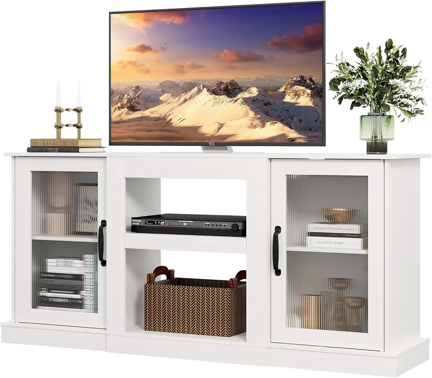 

Retro TV stand, suitable for 65 inch TVs, TV console cabinet with storage space