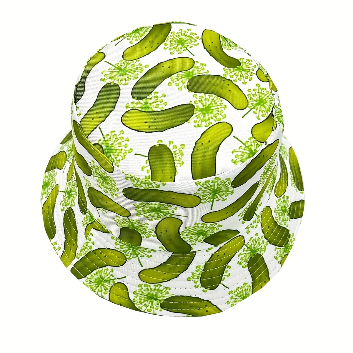 Pickle Print Bucket Hat, Funny Dill Pickle Pattern Sun Hat for Men & Women, Summer Beach Fishing Outdoor UPF Protection Cap