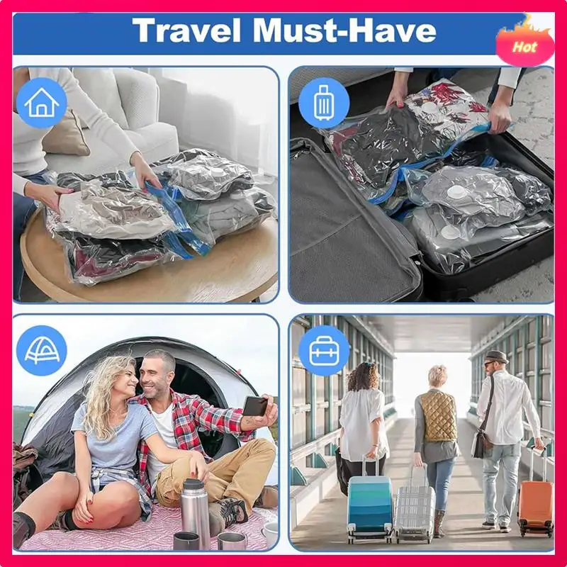 ABYP 24PCS Travel Vacuum Storage Bags With Electric Pump Vacuum Seal Bags For Luggage Space Saver Bags For Clothes EU Plug