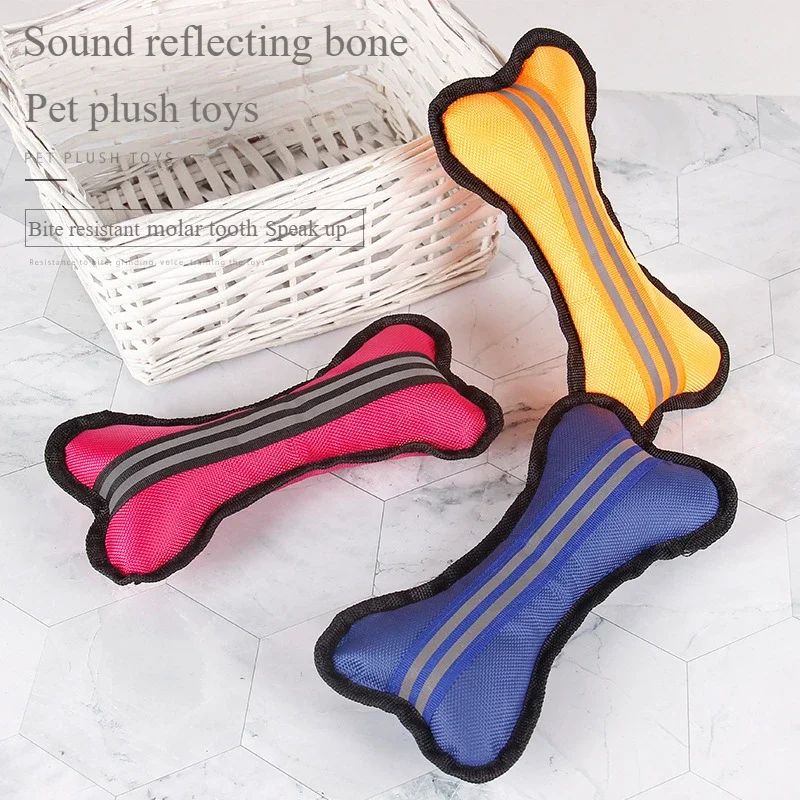 

Pet Vocalizations Bite Resistant Teeth Grinding Cat Dog Plush Toys Oxford Cloth Reflective Bones