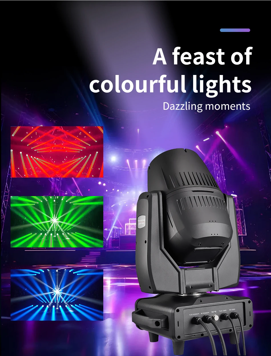 aicpose 380W Mini LED Wasserdichter Moving-Head-Scheinwerfer IP65 mit farbigem Regenbogeneffekt für Outdoor-Bühnenaufführungen und Nebel-Effekte – Detail 4