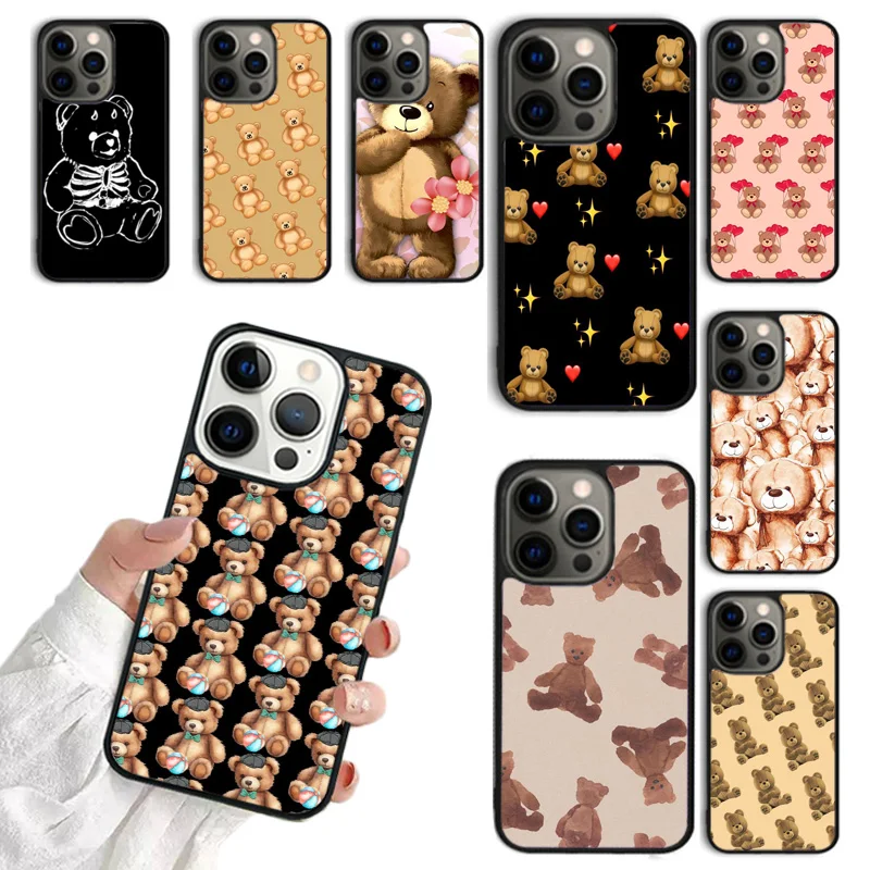 Teddy Bear Phone Case For iPhone 16 15 14 plus 11 12 13 Pro  XR XS Max coque Cover Shell