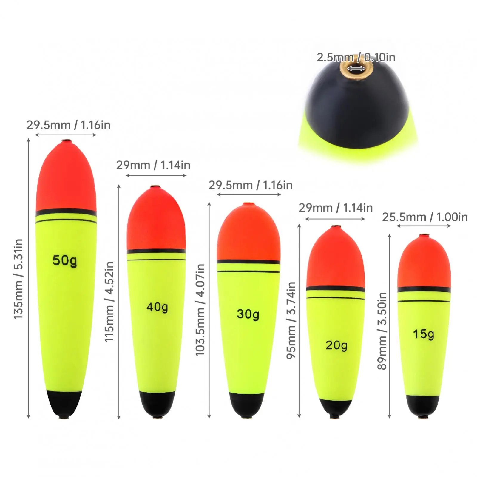 5pcs EVA Slip Bobber Fishing Float for Sea Rock Fishing Long Cast Fishing Catfish, 3.5-5.3inch Eye-catching Slip Corks