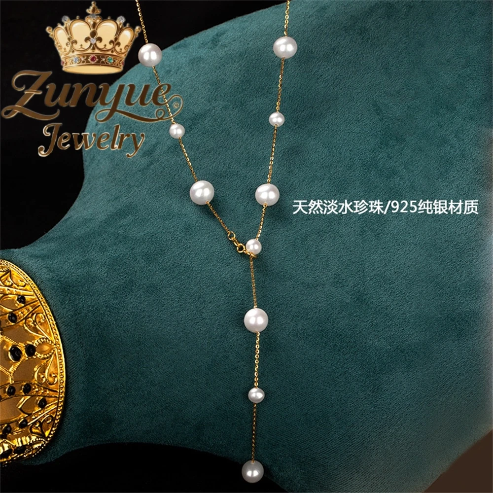 

A Rare Summer Collarbone Chain Featuring A Natural Freshwater Pearl Necklace With Intense Light From Starry Sky Fashion Jewelry