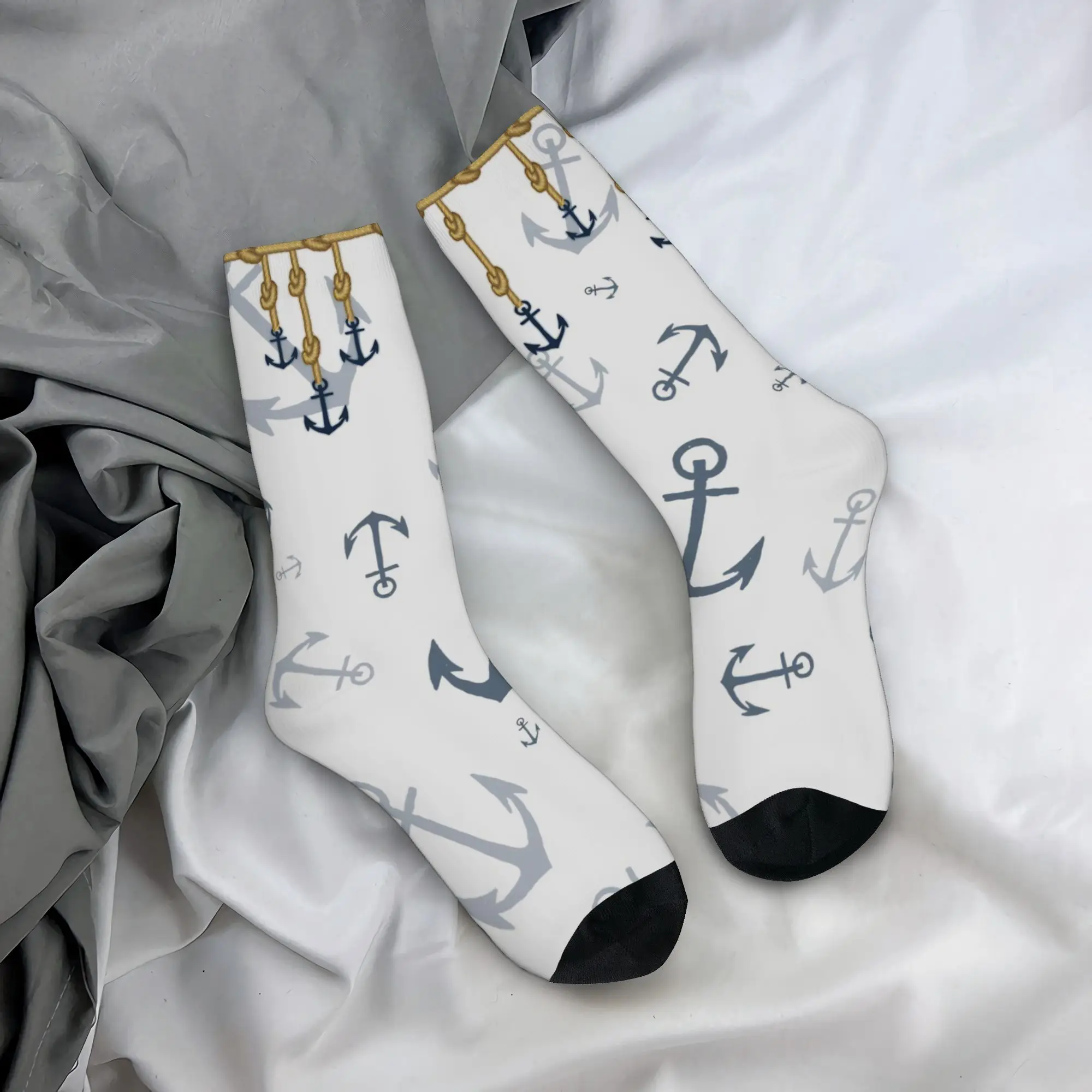 

Nautical Anchor Boat Stockings Men Socks Breathable Funny Socks Autumn Skateboard Anti Bacterial Design Socks Birthday Gift