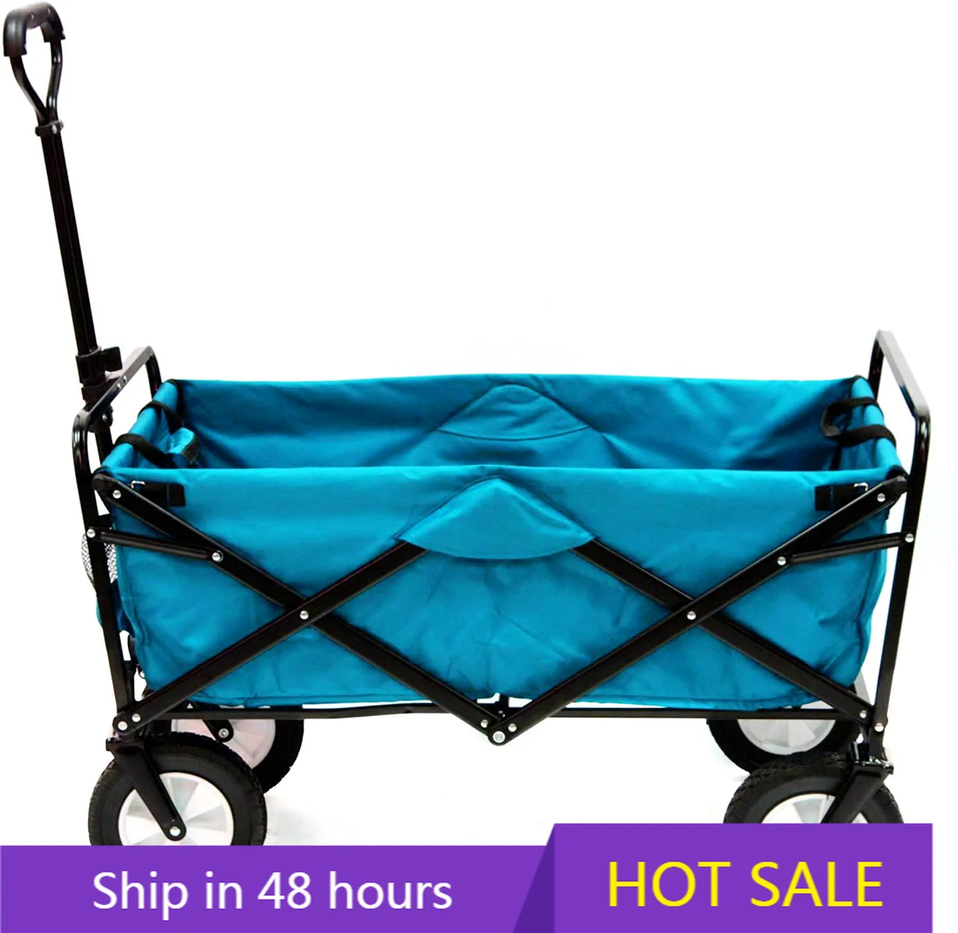 4 Wheels Folding Wagon Cart Outdoor Hand Truck Trolley Cart Camping Trolley Fishing Wagon Cart
