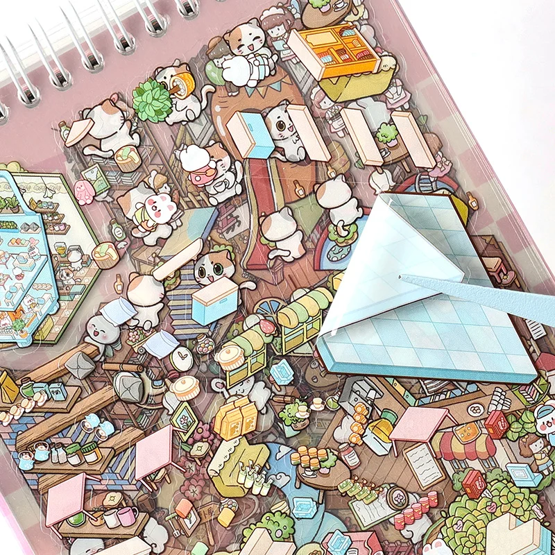 1Style 40pcs Cartoon Miniature Scene 3D kawaii Stickers book DIY Cabin Scene Stacking Pasting Hand Account Gift for Kid Child