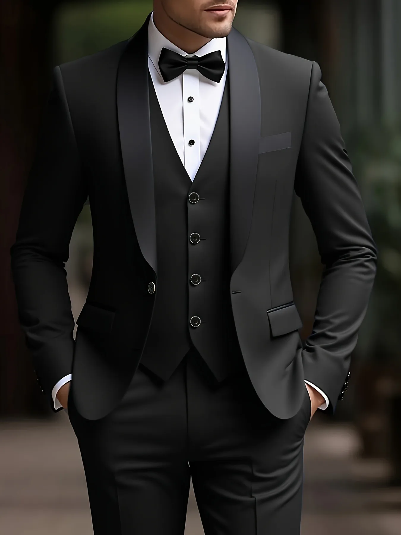 

【Blazer】Men's 3pcs Suit- Slim Fit Tuxedo Set for Wedding & Formal Occasions, Perfect for Office Meetings and Elegant Events