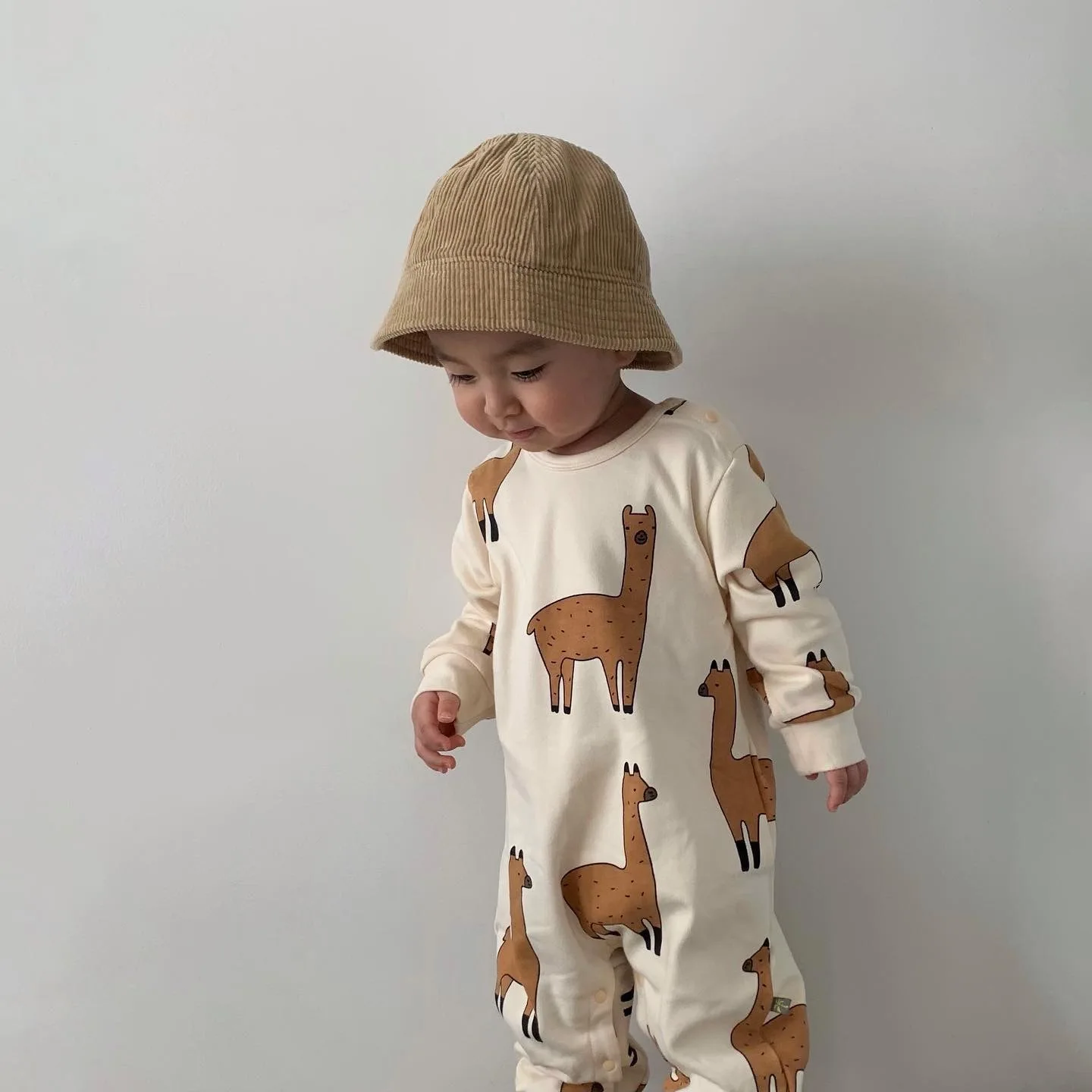 Infant Homewear Romper Boy Cool O-neck Personality Alpaca Jumpsuit Toddler Girl New Cotton Rompers One Piece Kid Outfits