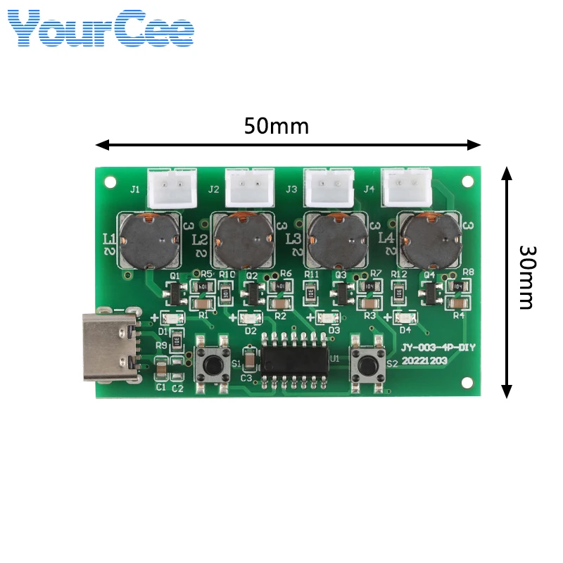 Type-C USB Mini Humidifier Module 4 Channel Mist Maker and Driver Circuit Board Fogger Atomizer Oscillating Ultrasonic