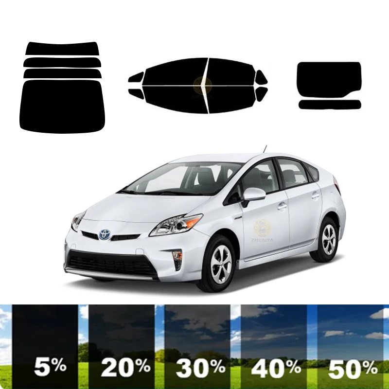 Película de tinte de ventana extraíble precortada para coche 100% UVR 5%-35% VLT carbono de aislamiento térmico ﻿ Para TOYOTA PRIUS 4 DR HATCH 2010-2015