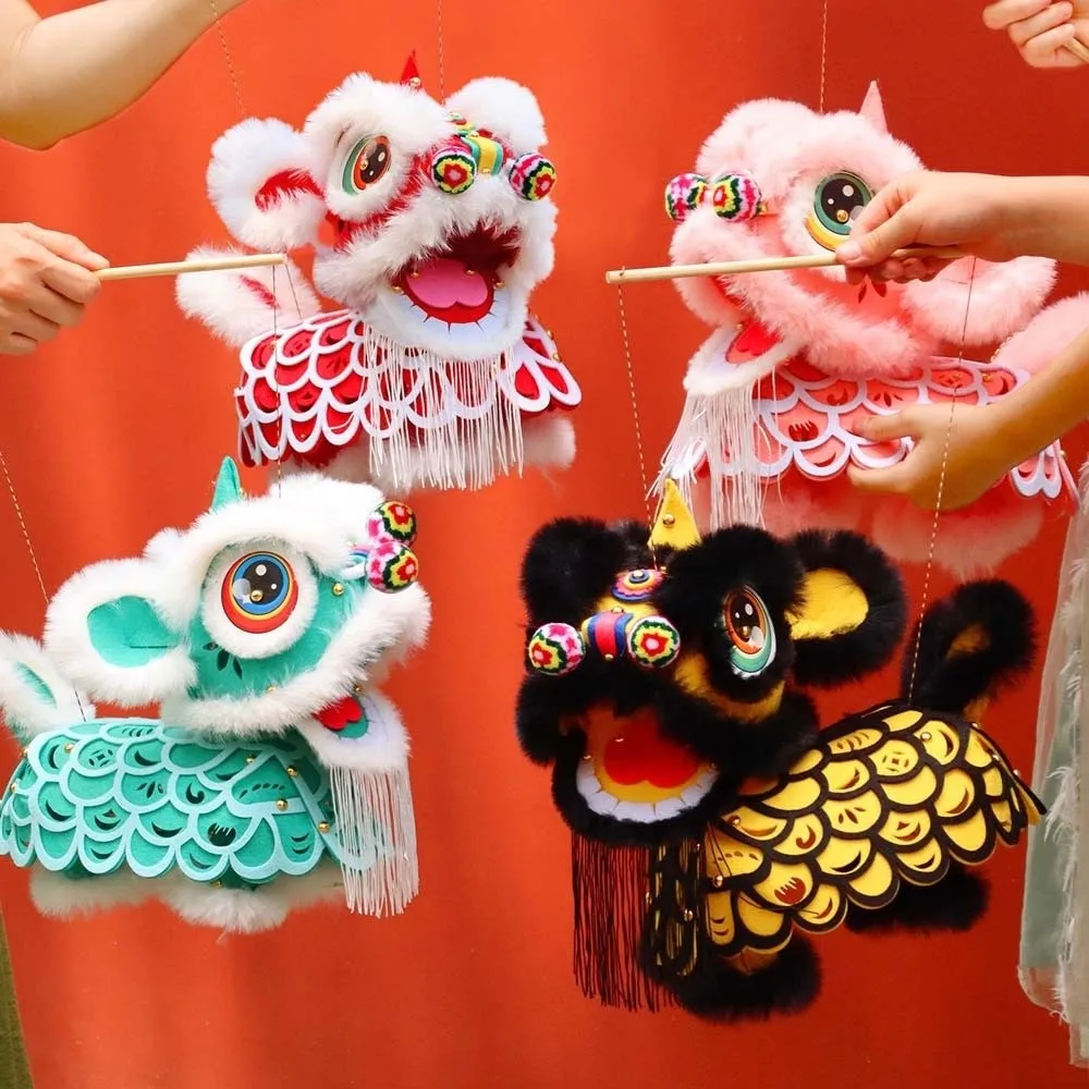Non-woven Fabric Lion Dance Lantern Felted Pre-cut Pieces Awakening Lion Lamp Hanging Ring Three-Dimensional