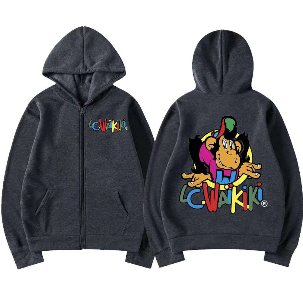 Lc Waikiki-Sweats à capuche zippés College singe pour hommes et femmes, Esthétique Y2K, Pulls zippés PVD, Smile At, Haute qualité, Mode