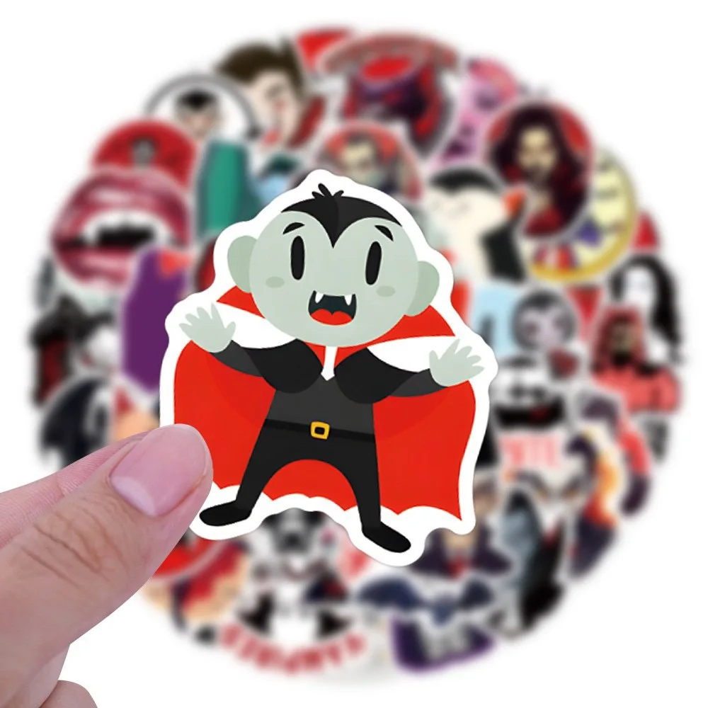 

10/55Pcs Black and Red Anime Cartoon Scary Vampire Stickers DIY Phone Laptop Luggage Skateboard Graffiti Decals Fun for Kid