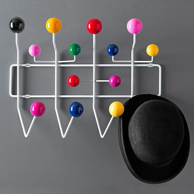 Multicolor Furniture Coat Hanger Wall Mounted Ball Rack Multi purpose Hooks for Kids Metal Bag Hat St Decorative