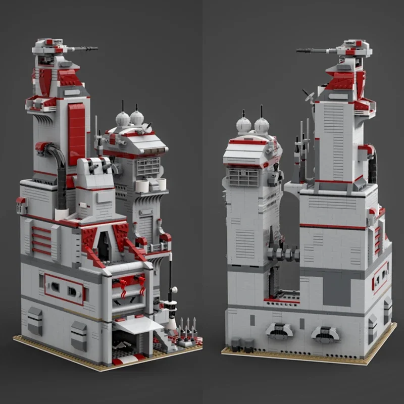 Cross-over futuristischer Stern Film Schloss Basis Diorama Ziegel Kampf Szene Blöcke Sci-Fi Militär Architektur Display Moc einzigartig