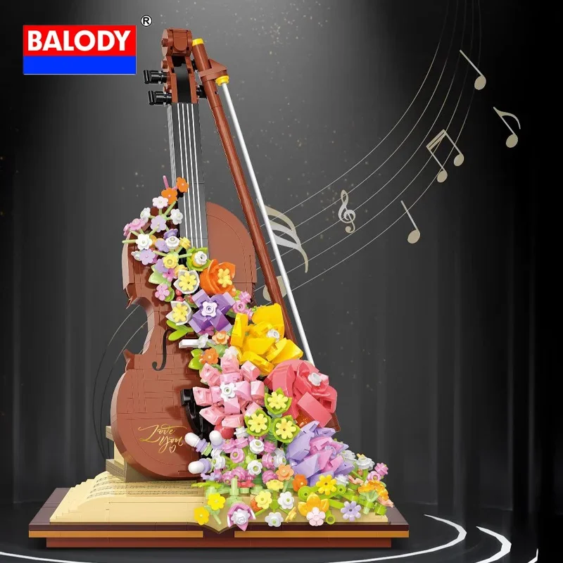 BALODY Luxus Kreativität Neue Klavier Violine Serie Puzzle Baustein Modell Hohe Reduktion Floral Decor Mädchen Geburtstag Geschenk