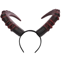 Gothic Halloween Cosplay Costume Hair Accessories Realistic Black Red Long Devils Horn Headband Festival Carnival DropShipping