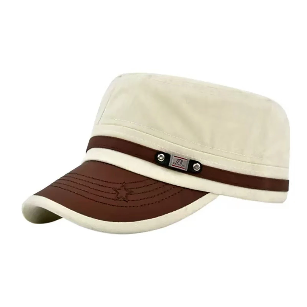 Unisex FS Pentagramm-Stickerei Militärmütze Frühling Herbst Outdoor Verstellbare Freizeithüte Herren Flat-Top-Kappen – Detail 6