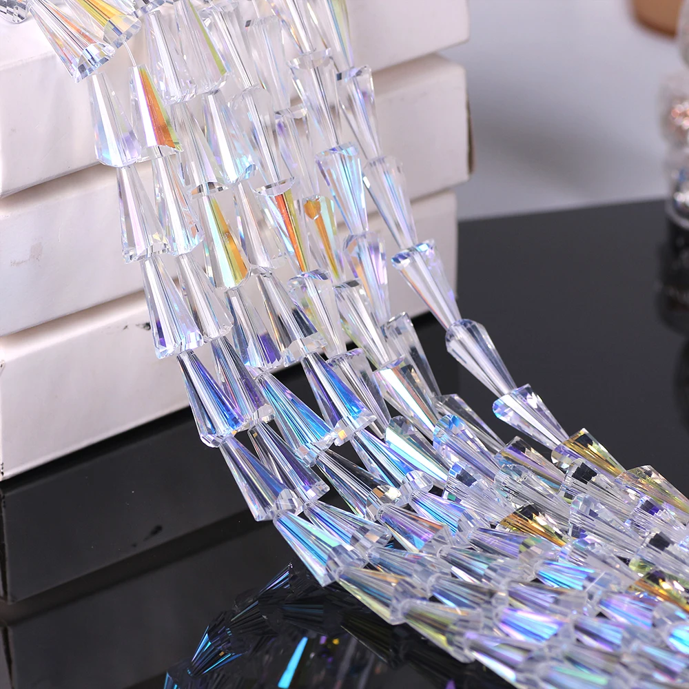 Clear AB Faceted Glass Bugle Beads For Women Jewelry Making DIY Accessories Bead Necklace Bracelet Making