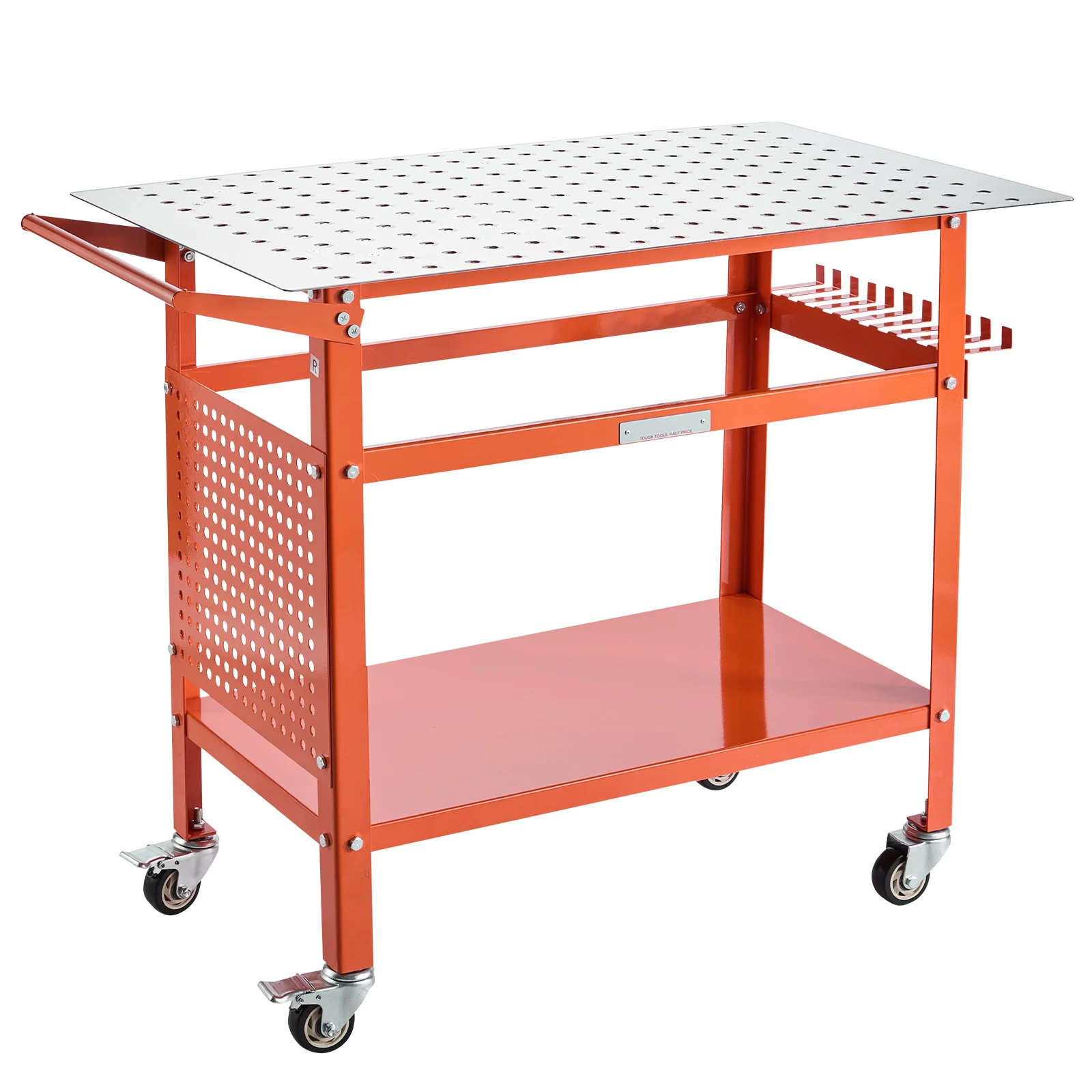 SucceBuy Welding Table Welding Workbench Table with 800LBS Static Weight Capacity Movable Work Bench with 4 Wheels Welding Cart
