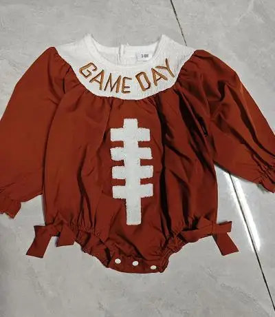 

Осенне-зимний комбинезон для маленьких девочек, свободный комбинезон для новорожденных с буквенным принтом в стиле регби и бантиками, с круглым вырезом и длинными рукавами