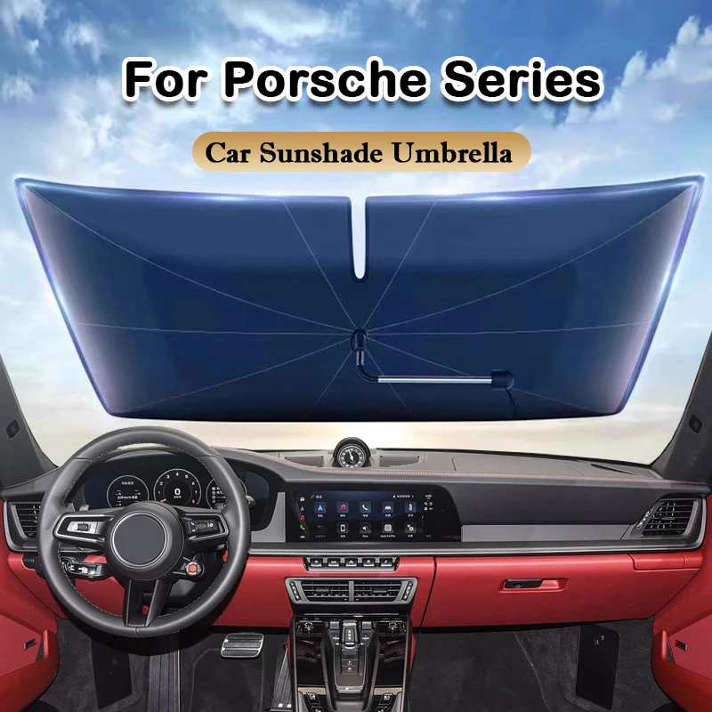 

Car Windshield Sunshades Umbrella Summer Sun Protection Accessories For Porsche Cayenne 911 Panamera 718 Spyder Macan Taycan