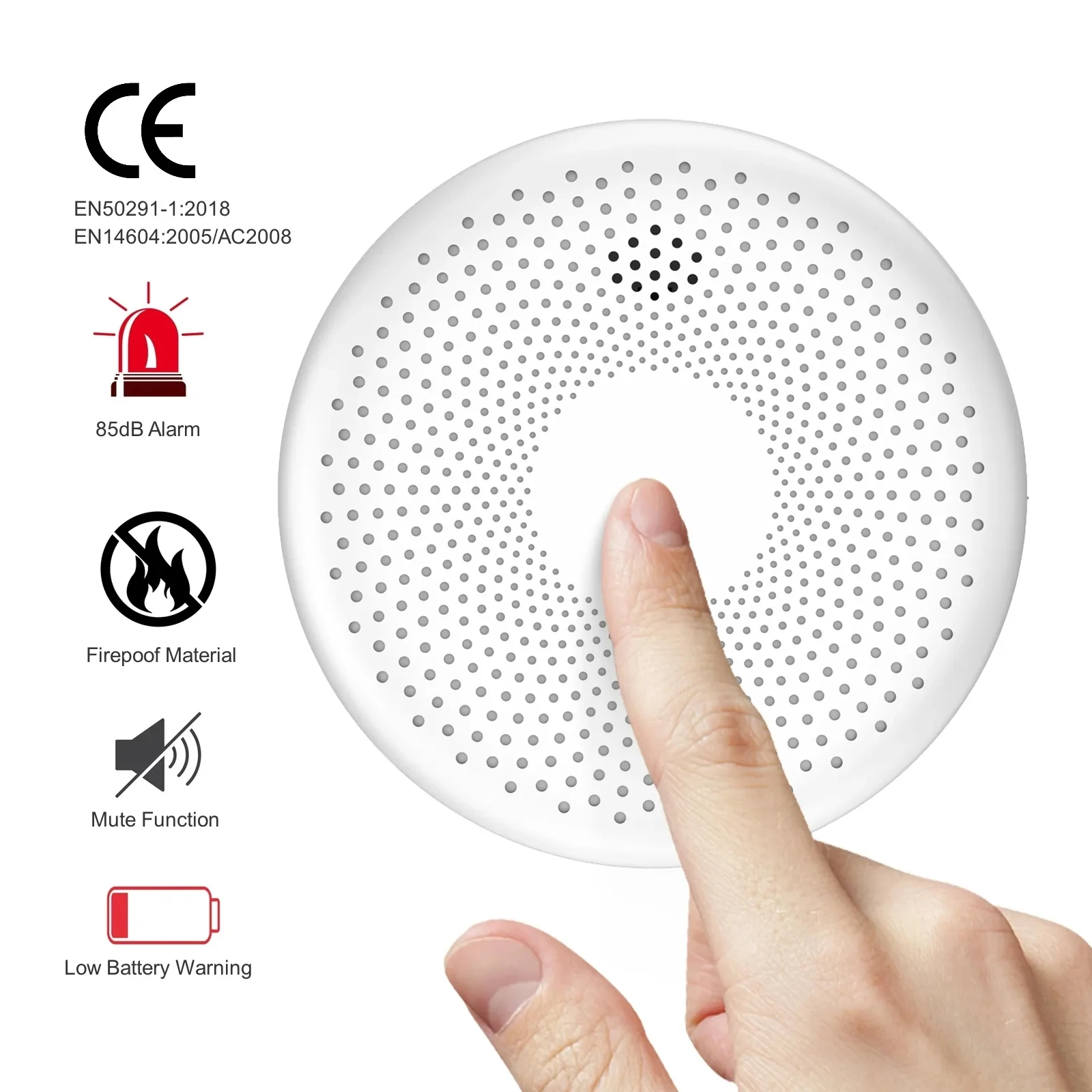 Stand-Alone Fumo Composto e CO Alarme Sensor, Detector de Fumaça Indutiva, Bateria de Segurança, 10 anos