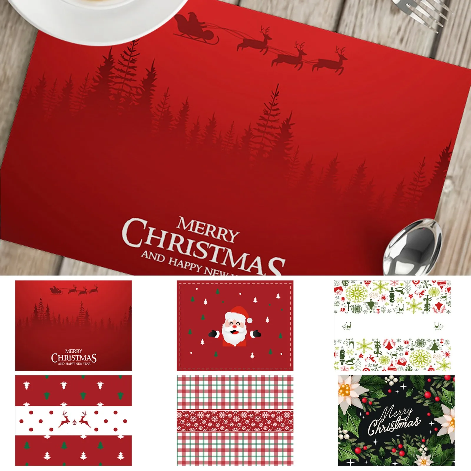 Dining Table Mat Set Christmas Linen Placemat Insulated Mat Table Mat Party Home Napkins Holiday Gifts Setting for 4