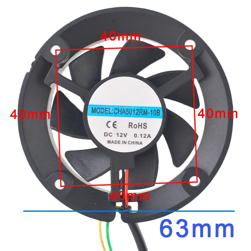 (2pcs)CHA5012RM-10B 63mm Cooling Fan 63x63x10mm 50x50x10mm Hole Spacing DC12V 0.12A Circular Fan for Microelectronic Devices