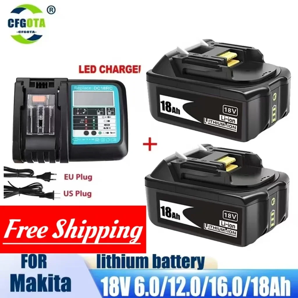 

100% BL1860 Rechargeable Battery 18 V 18000mAh Lithium ion for Makita 18v Battery BL1840 BL1850 BL1830 BL1860B LXT 400+Charger