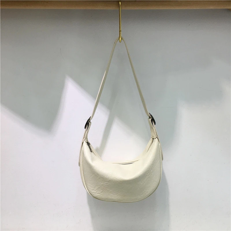 Simple Design Dumpling Shoulder Bags Women Texture Leather Large Capacity Solid Versatile Handbags Street Vintage Crossbody Bag