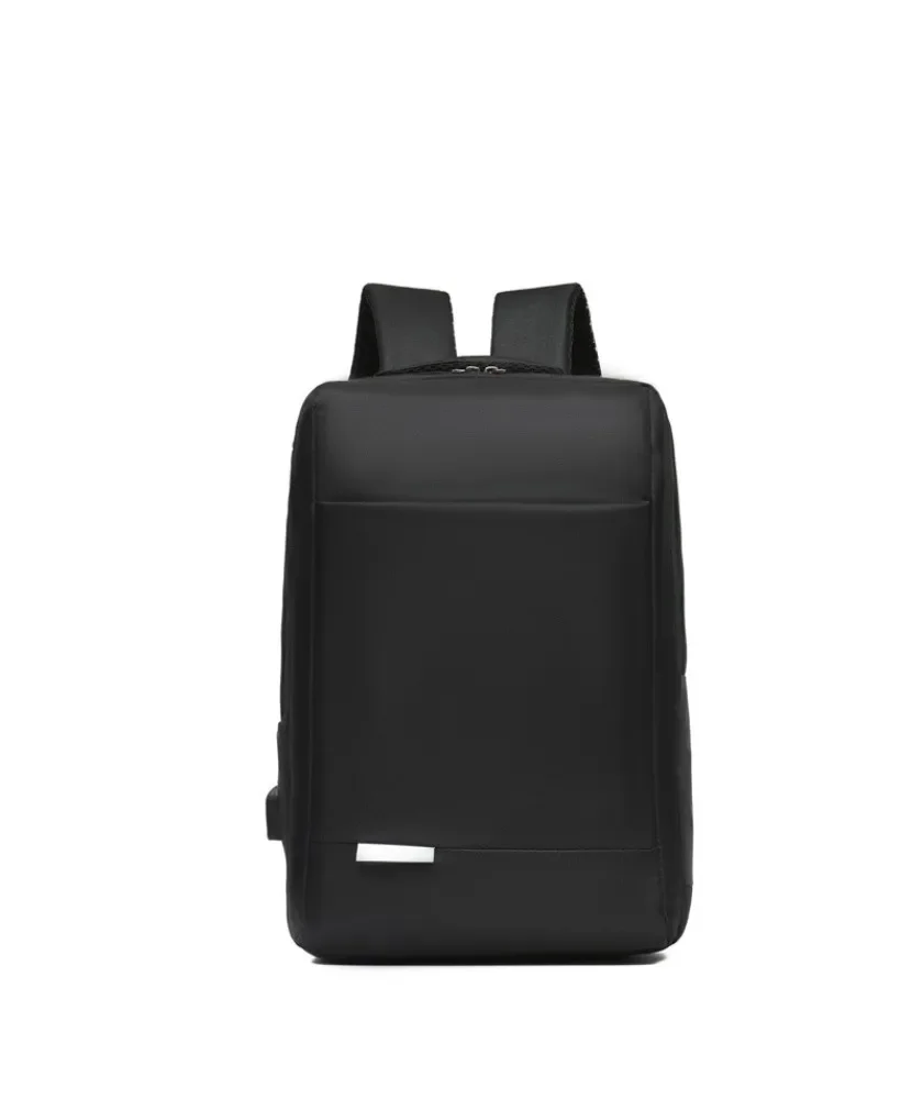 Black minimalist slim laptop backpack simple design water resistant fabric with padded straps suitable for office commute work