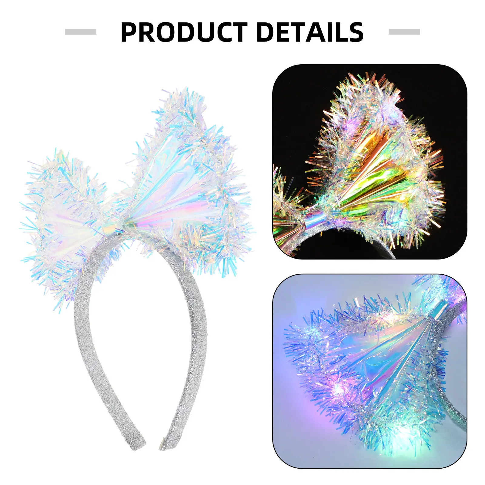 Bowknot Headband for Girls Glitter Gold Trim Silk Flower Hair Decoration Festival Kids Performing Prop Party Costume