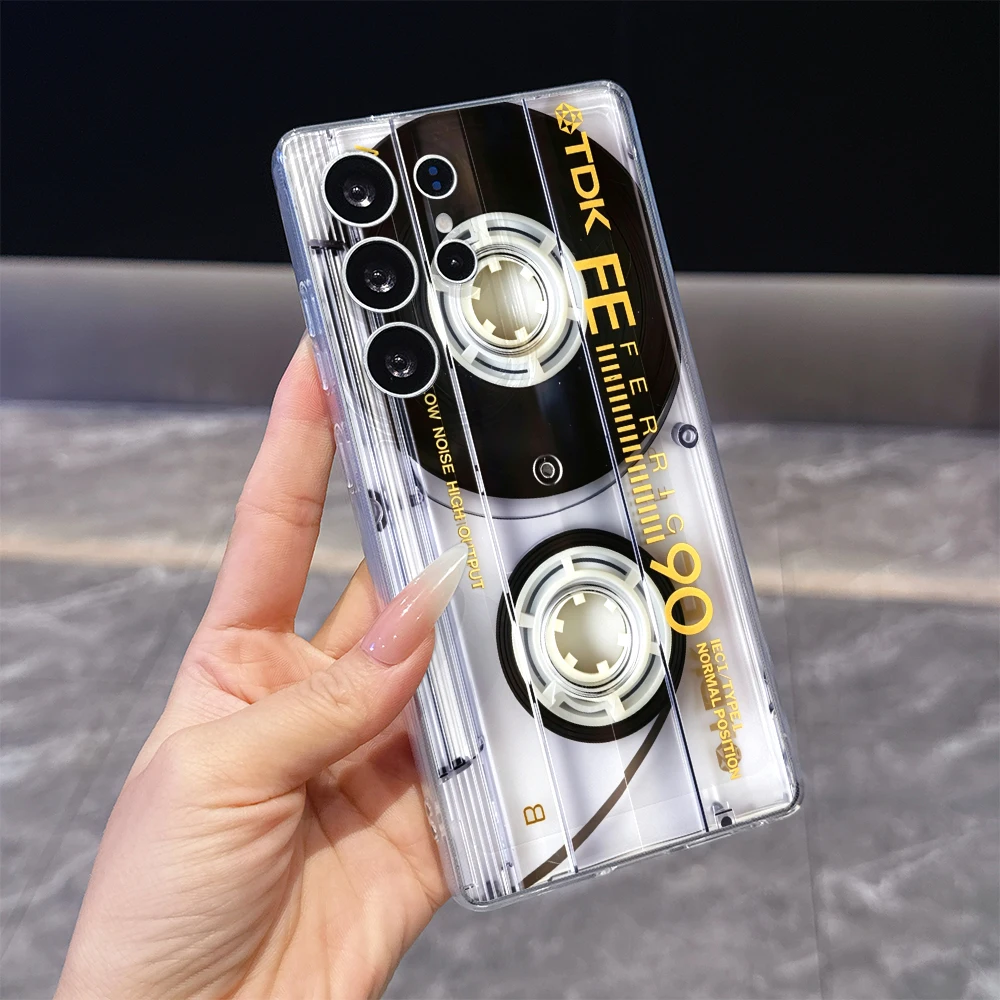 Transparent TDK Cassette Clear Soft TPU Back Cover For Samsung Galaxy S26 S25 S24 FE A15 A55 A57 Shockproof Phone Case
