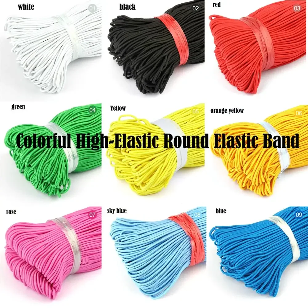 Fascia elastica rotonda colorata ad alta elasticità da 1,5 mm Corda elastica rotonda Elastico in spandex Fascia elastica Accessori per cucire fai da